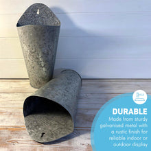Load image into Gallery viewer, The Country Wall Planters – A Set of Two Vintage Style Galvanised Metal Hanging Baskets