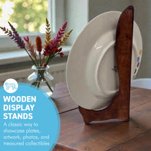 Load image into Gallery viewer, Wooden Plate Display Stands 25cm – Set of 2 Hinged Easel Holders