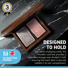 Load image into Gallery viewer, WOODEN PLAYING CARD BOX COMES WITH TWO PACKS OF CARDS | Playing Card Box | Decorative Inlaid Card Box | Ace of Spades | Poker | Bridge