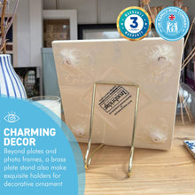 Load image into Gallery viewer, MEDIUM BRASS PLATE STAND | Photo frame stand | Decorative picture stand | Brass easel | Plate stands for display | Picture and plate stand | Home decor | 4 inches