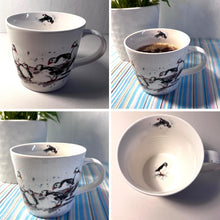 Load image into Gallery viewer, Puffin Group Mug, 100% Bone China, Gift for Nature Lovers, Coastal Home Decor