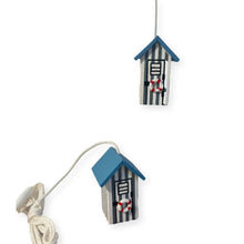 Load image into Gallery viewer, 2 x Light Blue and white beach hut light pulls | Nautical Theme Wooden Beach Hut Cord Pull Light Pulls