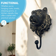 Load image into Gallery viewer, Sturdy Wall-Mounted Cast Iron Lion Head Hook Hanger for Hats, Coats, Clothes - Perfect for Kitchen, Bathroom, Bedroom, Office