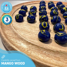 Load image into Gallery viewer, 30cm Diameter WOODEN SOLITAIRE BOARD GAME with VAN GOGH GLASS MARBLES | classic wooden solitaire game | strategy board game | family board game | games for one | board games
