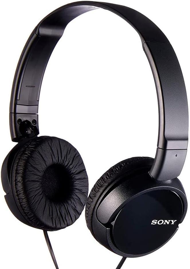 Sony Black MDR-ZX110 Overhead Headphones | Unique inside-folding design | 1.2m long cord | 30 mm dome drivers for balanced sound