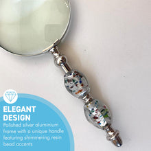 Load image into Gallery viewer, Elegant Shimmering Bead Handheld Magnifying Glass, Stylish Design with Practical Functionality