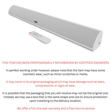 Load image into Gallery viewer, MAJORITY WHITE Snowdon | BLUETOOTH SOUND BAR for TV | Built-in Subwoofer | 120 Watts 2.1 Channel Sound | RCA, Optical, and AUX Connection | Wall Mountable | 81 CM | Remote Control Included (White)