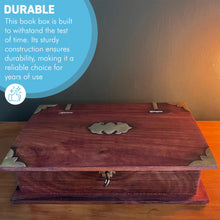 Load image into Gallery viewer, Elegant Wooden Book Box with Lock & Key, hidden secret safe for secure storage