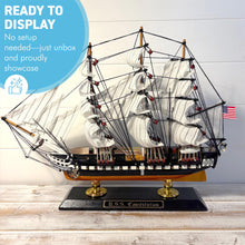 Load image into Gallery viewer, 𝗨𝗦𝗦 𝗖𝗢𝗡𝗦𝗧𝗜𝗧𝗨𝗧𝗜𝗢𝗡 𝗠𝗢𝗗𝗘𝗟 𝗦𝗛𝗜𝗣 – Handcrafted Wooden Tall Ship Replica of Old Ironsides, Historic War of 1812 Naval Display