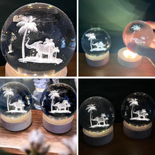 Load image into Gallery viewer, Set of Two 3D Crystal Ball Night Light USB Lamp with Elephant designs, elegant modern illumination for any room