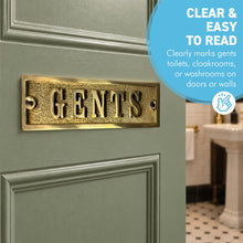 Load image into Gallery viewer, The Polished Brass Gents Sign – A Solid Cast Brass Toilet Door Plaque