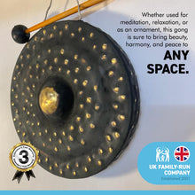 Load image into Gallery viewer, Vietnamese HANDMADE METAL GONG - natural aged finish - 30cm diameter/ 12 inches diameter GONG | Lightweight Sturdy and Durable | Music Therapy | Dinner Gong | Meditation | Percussion Music.