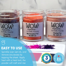 Load image into Gallery viewer, 3 x Wow! Embossing Powders 15ml | SHERBERT FIZZ, PLUM FIZZ AND MARSHMALL FIZZ - The Fizzy set