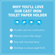 Load image into Gallery viewer, Wall-Mount Cast Iron Paper Holder – Rustic Vintage Bathroom Toilet Roll Holder