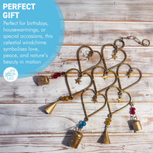 Load image into Gallery viewer, Vintage Style Garden Windchime with Hearts & Stars in distressed golden metal