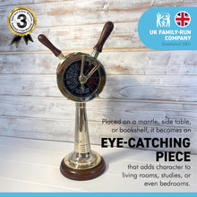 Load image into Gallery viewer, 35cm high Replica ships brass telegraph on a wooden base | Nautical home décor | Coastal maritime ornament