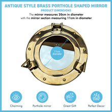 Load image into Gallery viewer, Nautical Brass Porthole Mirror - Wall Hanging Home Decor