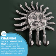 Load image into Gallery viewer, Sun Celestial Wall Hook โ Key Holder & Coat Rack for Home Decor
