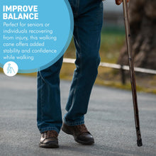 Load image into Gallery viewer, 92cm Green Chestnut wooden Walking Cane, lightweight mobility aid with rubber ferrule for enhanced stability and comfort