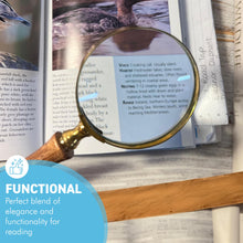 Load image into Gallery viewer, Elegant Regency Style Wooden Handle Magnifying Glass for Reading, Handheld Magnifier