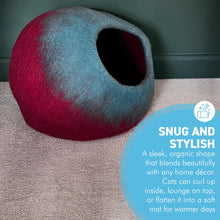 Load image into Gallery viewer, Handmade Felt Cat Cave Bed, cozy wool cat pod, dome-shaped covered cat bed for indoor cats