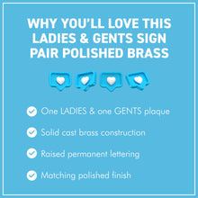 Load image into Gallery viewer, The Polished Brass Ladies & Gents Signs – A Matching Pair of Cast Brass Toilet Door Plaques