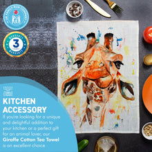 Load image into Gallery viewer, Giraffe Tea Towel | 100% Cotton | Large kitchen towel for drying| Hand towel with Giraffe | Giraffe themed gift | Animal house Gift | Cotton tea towel | 70 cm x 50 cm