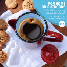 Load image into Gallery viewer, Elegant Traditional Red Enamel Coffee Pot 1.5 Pint Capacity, Ideal for Home and Outdoor Use with Handle and Lid