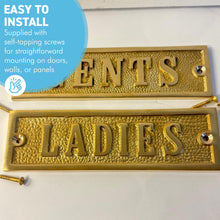 Load image into Gallery viewer, The Polished Brass Ladies & Gents Signs – A Matching Pair of Cast Brass Toilet Door Plaques