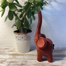 Load image into Gallery viewer, Good Luck Resin Elephant Ornament with Raised Trunk and Leather Look Finish