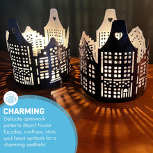 Load image into Gallery viewer, Set of 2 black & silver Tealight Holders,  stylish home decor