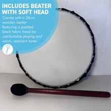 Load image into Gallery viewer, 30cm Shamanic Synthetic Skin Drum with wooden beater, Vegan Percussion Drum