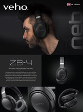 Load image into Gallery viewer, Veho ZB-4 NEB 𝗪𝗜𝗥𝗘𝗟𝗘𝗦𝗦 𝗕𝗟𝗨𝗘𝗧𝗢𝗢𝗧𝗛 𝗛𝗘𝗔𝗗𝗣𝗛𝗢𝗡𝗘𝗦 – 36H Battery, USB-C Quick Charge, Foldable Design with Microphone