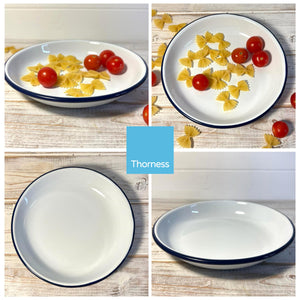 18CM WHITE ENAMEL DINNER PLATE | Pasta and Rice plate | Enamel plate | Single plate | Traditional dinner plate | Kitchen plate for pies, sides and dinner | 18cm diameter with 3cm depth