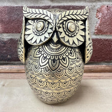Load image into Gallery viewer, Handcrafted 13 cm Golden Owl Figurine - Polystone Collectible Ornament for Home Decor