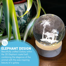 Load image into Gallery viewer, USB-Powered 3D Crystal Ball Night Light with Elephant Design - Ludosphere LED Lamp for Home Decor