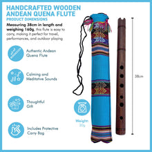 Load image into Gallery viewer, Handcrafted Wooden Andean Quena Flute, Jacaranda Wood with Decorative Protective Carry Bag