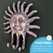 Load image into Gallery viewer, Sun Celestial Wall Hook โ Key Holder & Coat Rack for Home Decor