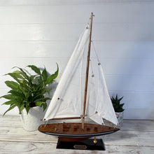 Load image into Gallery viewer, J Class Wooden ENDEAVOUR MODEL YACHT | Richly Detailed Endeavour Model | Yacht Ornaments | Sailing Yacht on a Display Stand | Sailing | Boats