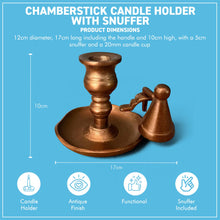 Load image into Gallery viewer, The Wee Willie Winkie Chamberstick – Brass Candle Holder with Snuffer