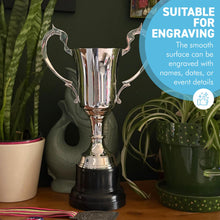 Load image into Gallery viewer, The 30cm Silver Trophy Cup – Aluminium with a Contrasting Black Base