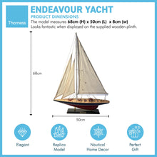 Load image into Gallery viewer, Detailed 50cm long wooden model Endeavour J Class Sailing Yacht | Americas Cup Racing Yacht | Nautical ornament | sailboat model | Endeavour sailing ship model | Fully assembled model boat kit