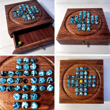 Load image into Gallery viewer, Wooden Solitaire with Drawer for Oxygen Marbles | Travel Games | Strategic & Traditional Games | Perfect for Adults & Family Fun