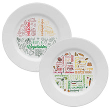 Load image into Gallery viewer, Pair of Colourful melamine PORTION CONTROL PLATE for Adults to Encourage Healthy Eating, Melamine Diet Plate Visually Divided for Slimming and Weight Loss