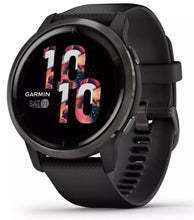 Load image into Gallery viewer, Garmin Venu 2 Slate Stainless Steel Bezel Black Case Leather Band 45 mm Smartwatch - New