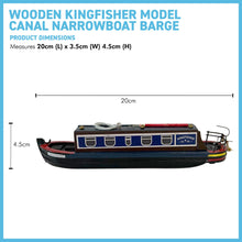 Load image into Gallery viewer, Detailed 20 cm long WOODEN KINGFISHER MODEL CANAL NARROWBOAT BARGE MODEL