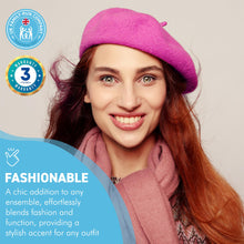 Load image into Gallery viewer, Pink French Beret Hat | Classic wool hat | One size | French cap |  Fancy dress theme hat | Vintage French Beret solid colour | Unisex style ideal for men and women