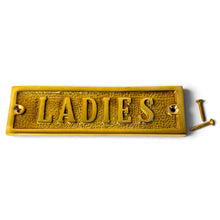 Load image into Gallery viewer, The Polished Brass Ladies Sign – A Solid Cast Brass Toilet Door Plaque