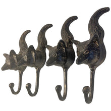 Load image into Gallery viewer, Set of Four Sturdy Wall Mounted Cast Iron Fox Head Hook Hanger for Hat, Coat, Clothes - Ideal for Kitchen, Bathroom, Bedroom, Office