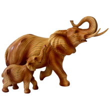 Load image into Gallery viewer, Wood Effect Elephant and Calf Decorative Ornament - Wildlife Home Accessory Gift for Living Room